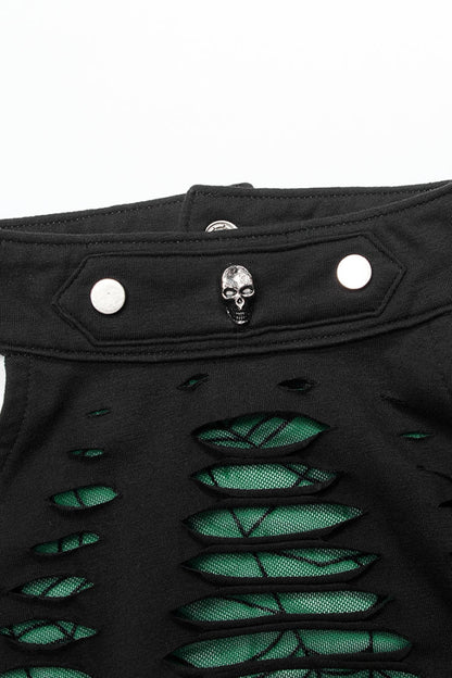 Sleeveless Spider Print Hollow Stitching Ripped Women's Steampunk Vest 3 Colors