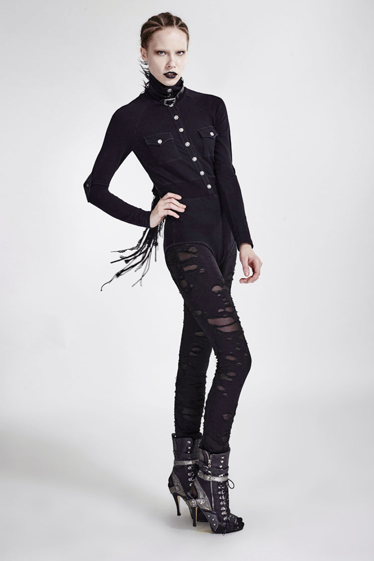 Mesh Close Fitting Long Women's Gothic Leggings