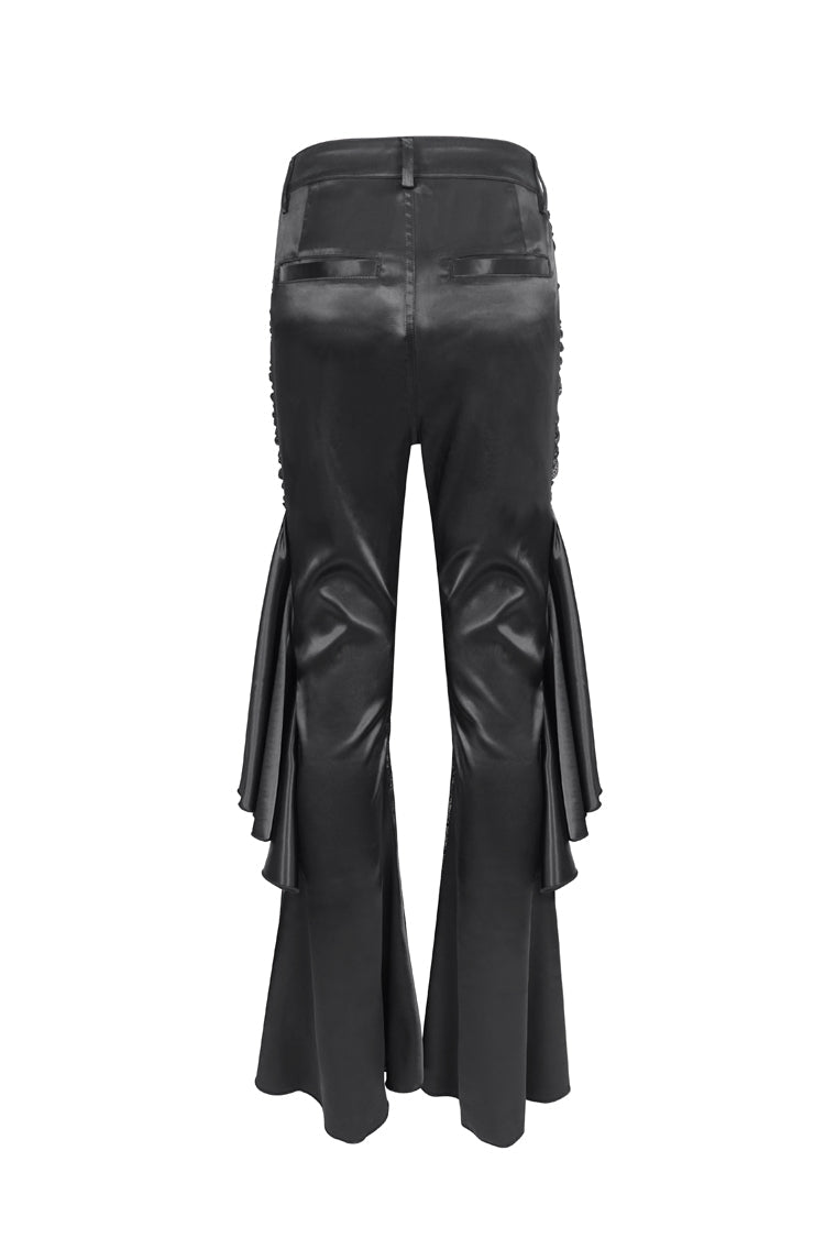 Black Ruffle Lace Stitching Womens Gothic Flared Pant