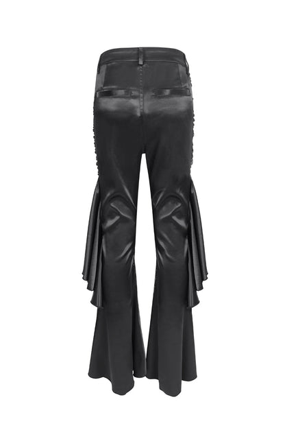 Black Ruffle Lace Stitching Womens Gothic Flared Pant