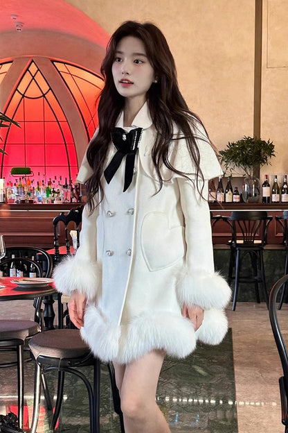 White Long Sleeves Bowknot Sweet Elegant Princess Lolita Cloak Coat