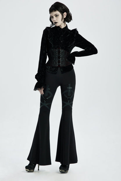 Red Jacquard Lace-Up Slim Women's Corset