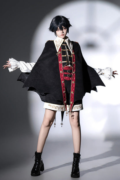 Black [Vampire Noble Court] Long Sleeves Embroidery Gothic Prince Handsome Ouji Lolita Set