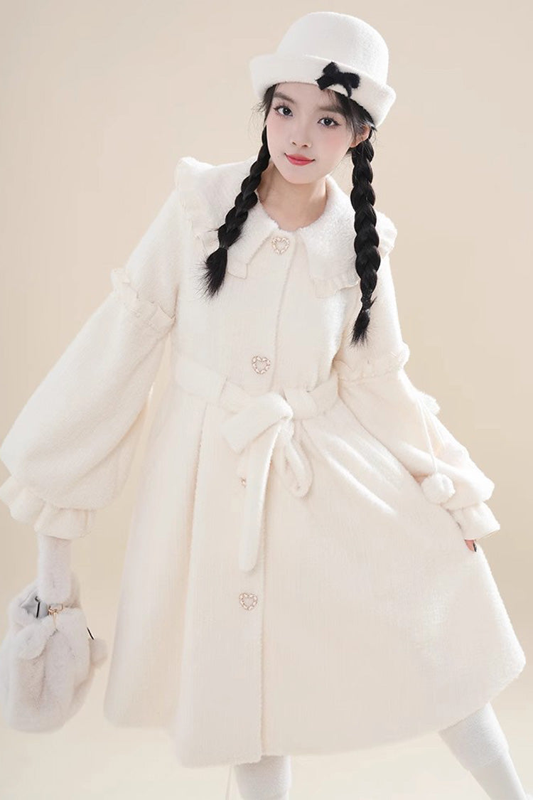 Light Beige Single Breasted Long Sleeves Bowknot Sweet Lolita Coat