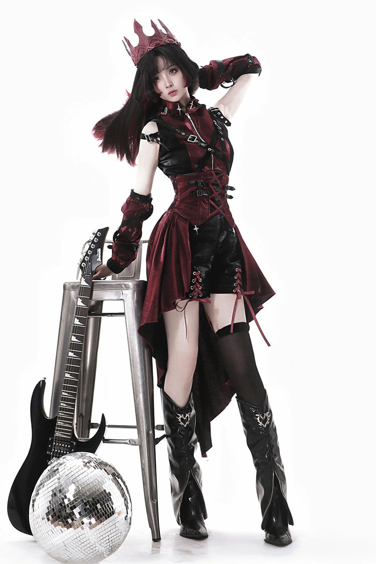 Black/Red [Chief Assassin] Lace-Up Gothic Ouji Lolita Set
