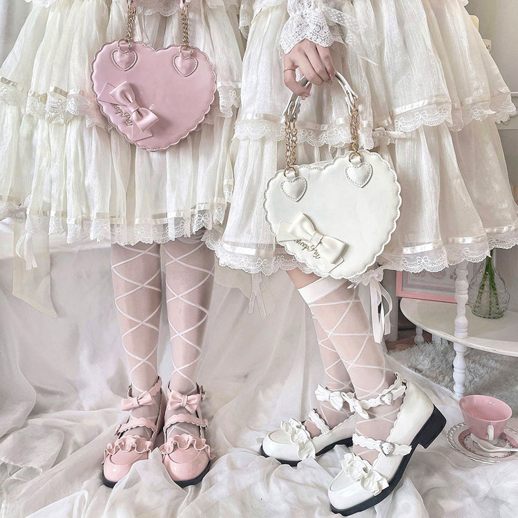 Sweet Ruffle Bowknot Japanese Lolita Shoes 15 Colors