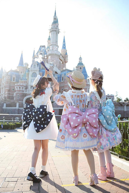 Red/White Polka Dot Print Bowknot Shaped Sweet Lolita Backpack
