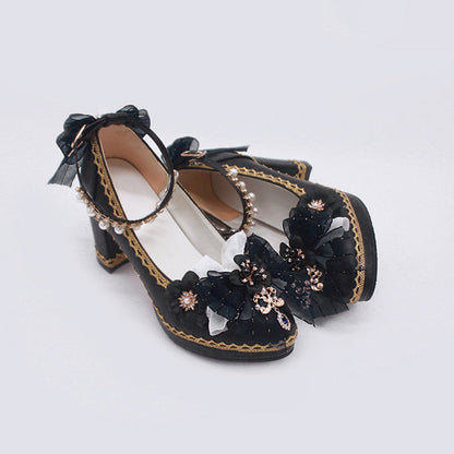 Bowknot Lace Sweet Lolita High Heels 6 Colors