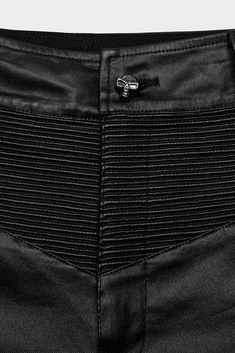 Black Zipper Men's Punk Faux Leather Pants