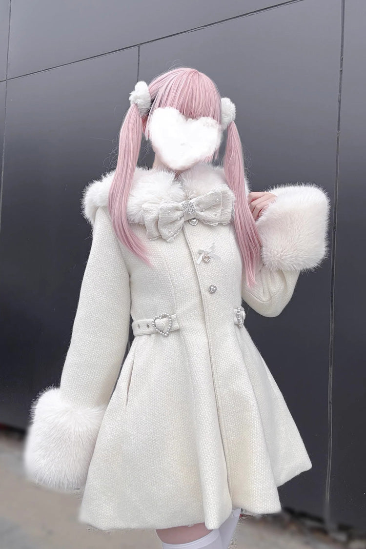 [Velvet Star Dream] Long Sleeves Bow Sweet Jirai Kei Japanese Overcoat 2 Colors