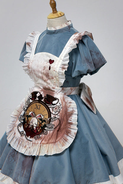 Blue [Dark Fairy Tale Alice] Long Sleeves Ruffle Gothic Lolita Dress
