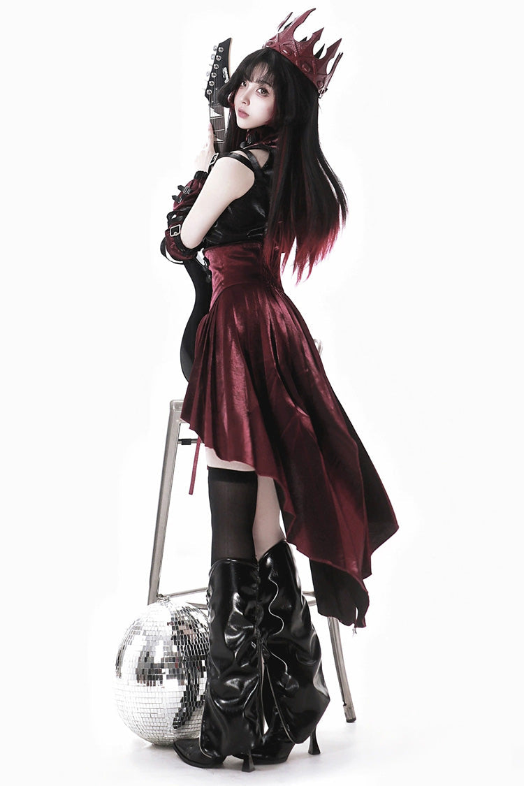Black/Red [Chief Assassin] Lace-Up Gothic Ouji Lolita Set