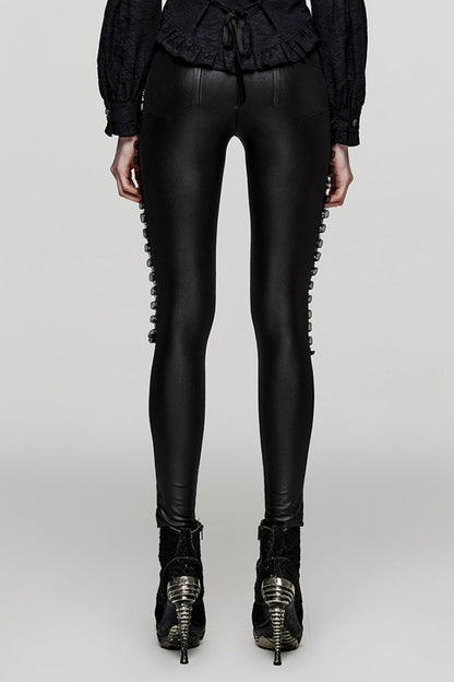 Black Ruffle Embroidery Stitching Lace Slim Mesh Women's Steampunk Leggings