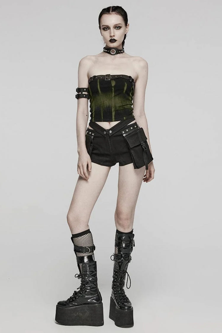 Simple Adjustable Bust Strap Sleeveless Print Womens Steampunk Corset 2 Colors