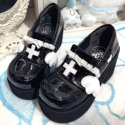 Medical Series Bowknot Ribbon Ruffled Round Toe Sweet Lolita Platform Shoes 4 Colors