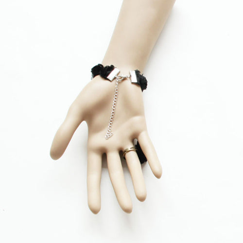 Black Retro Fashion Simple Lace Flower Female Ring Bracelet