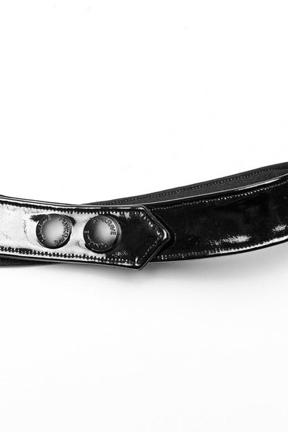 Black Stand Collar Women's Punk Patent Leather Body Harness