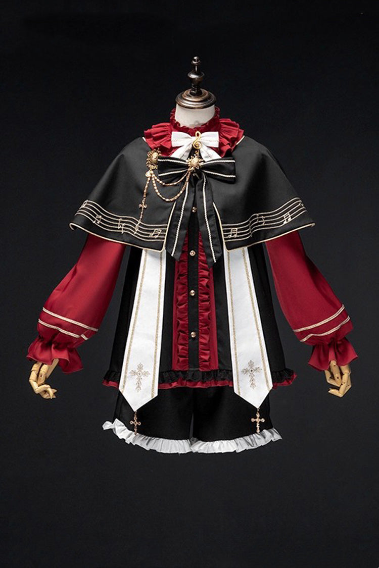 Black/Red [The Choir of The Church] Ouji Fashion Gothic Prince Lolita Set (Younger Brother Version)