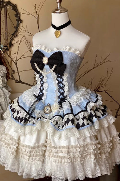 Princess Coronation Multi-layer Ruffle Bowknot Slim Romantic Sweet Lolita Dress 2 Colors