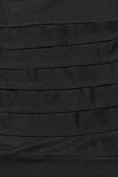 Black Short Sleeves Stitching Hooded Mesh Ripped Mens Steampunk T-Shirt