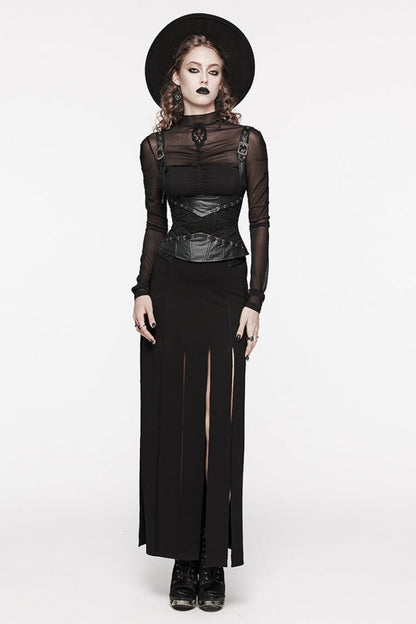 Black Stitching Lace Lace-Up Women's Underbust Gothic Corset
