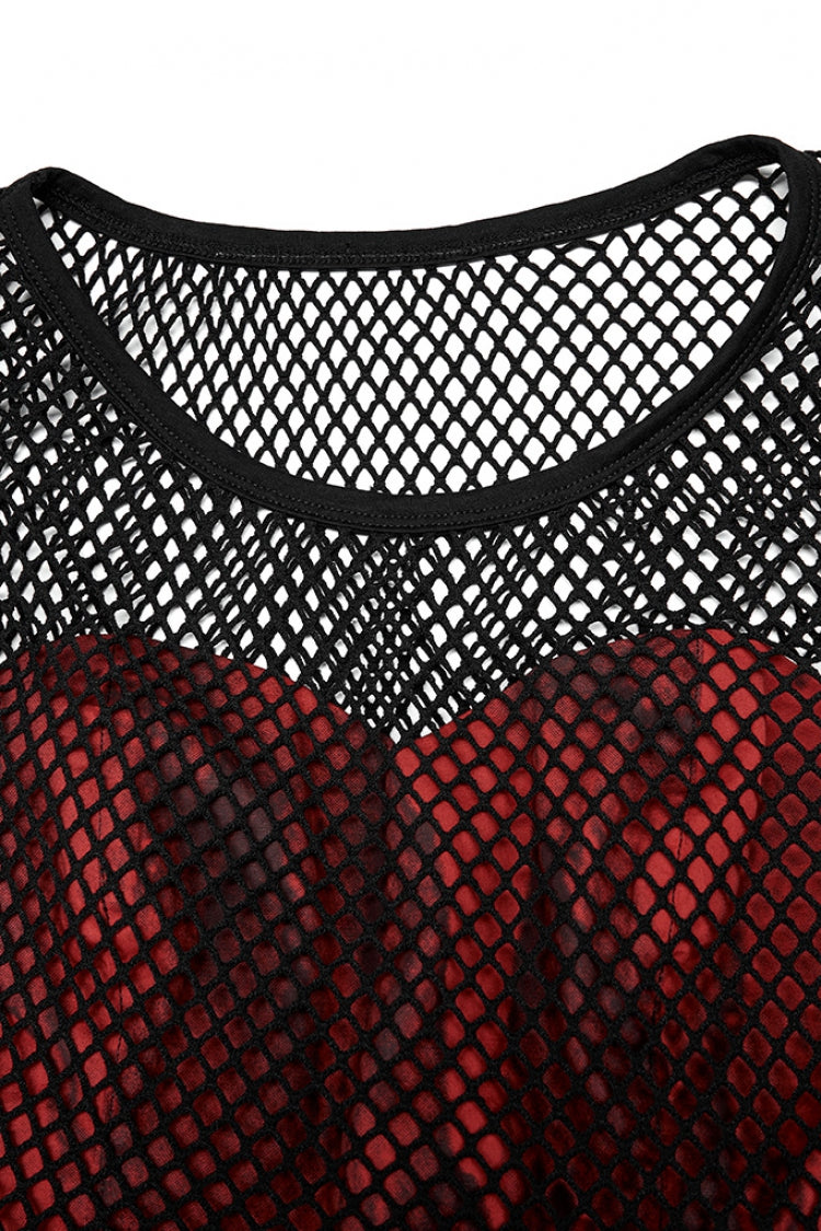 Black/Red Sleeveless Multi-layer Stitching Mesh Women's Gothic Elegant Lolita Dress