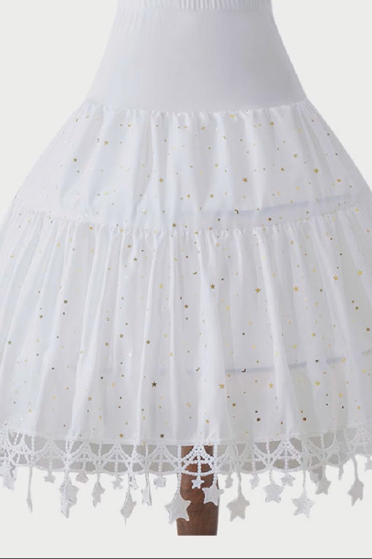 White Star Decorated Long Adjustable Sweet Lolita Petticoat