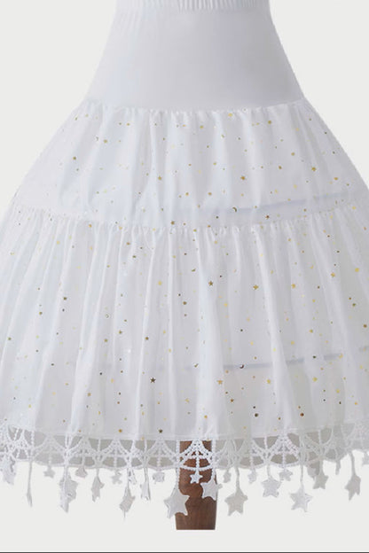 White Star Decorated Long Adjustable Sweet Lolita Petticoat