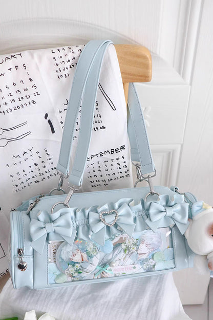 Sweet Heart-shaped Metal Decoration Bow Japanese Itabag 5 Colors