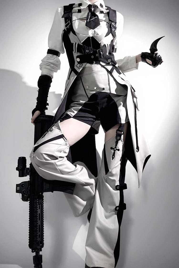 Black/White Long Sleeves Color Matching Handsome Sci-fi Lolita Shirt
