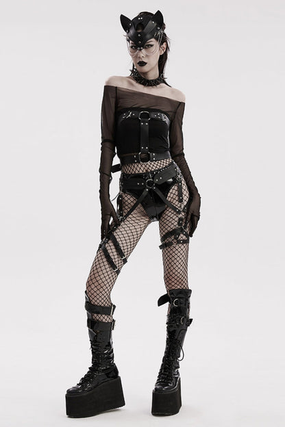 Black Rivets Faux Leather Adjustable Women's Steampunk Choker