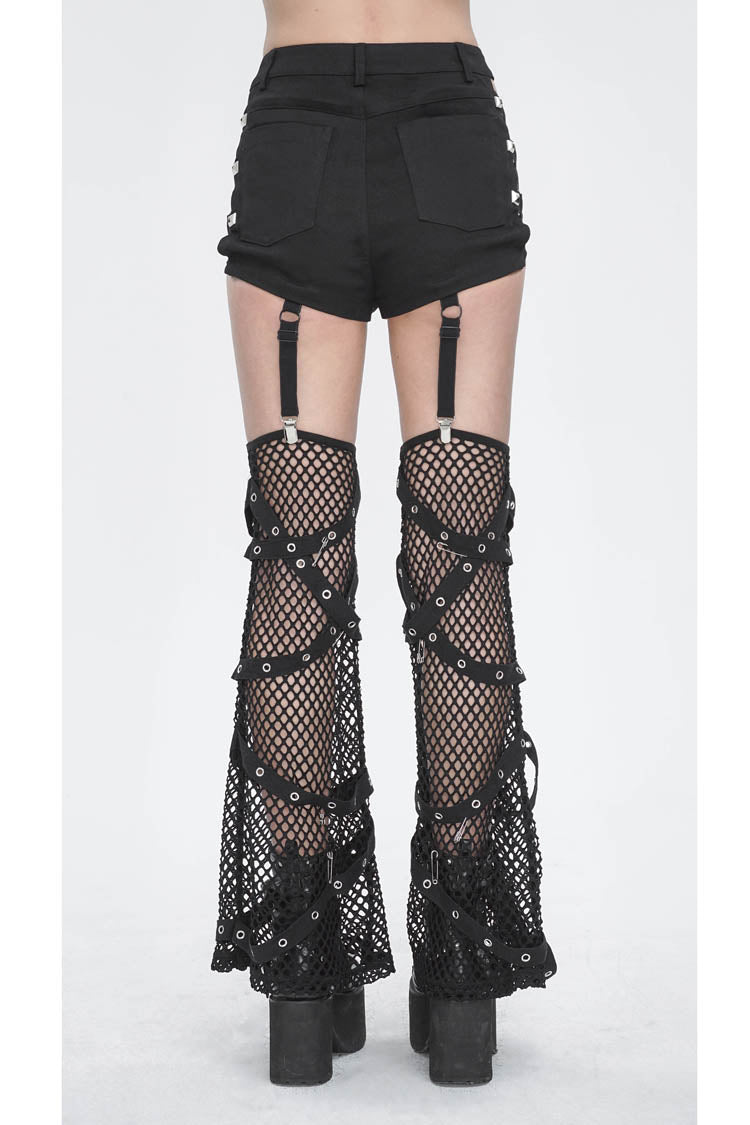 Black Side Cutouts Womens Steampunk Shorts