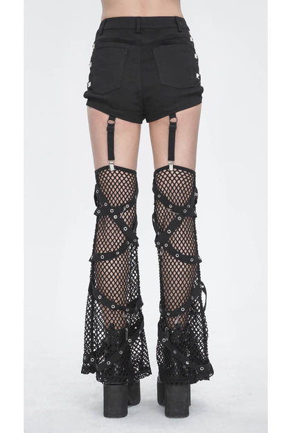 Black Side Cutouts Womens Steampunk Shorts