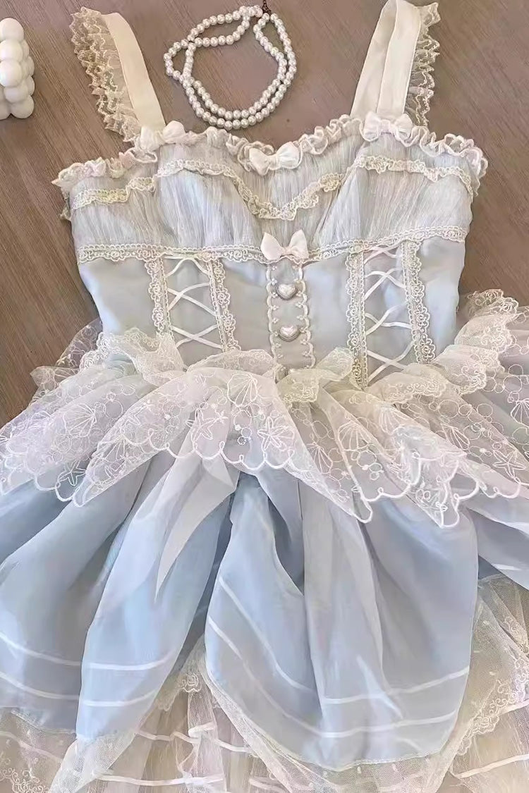 Blue [Lemon Sea Salt] Ruffle Lace Sweet Princess Lolita Jsk Dress