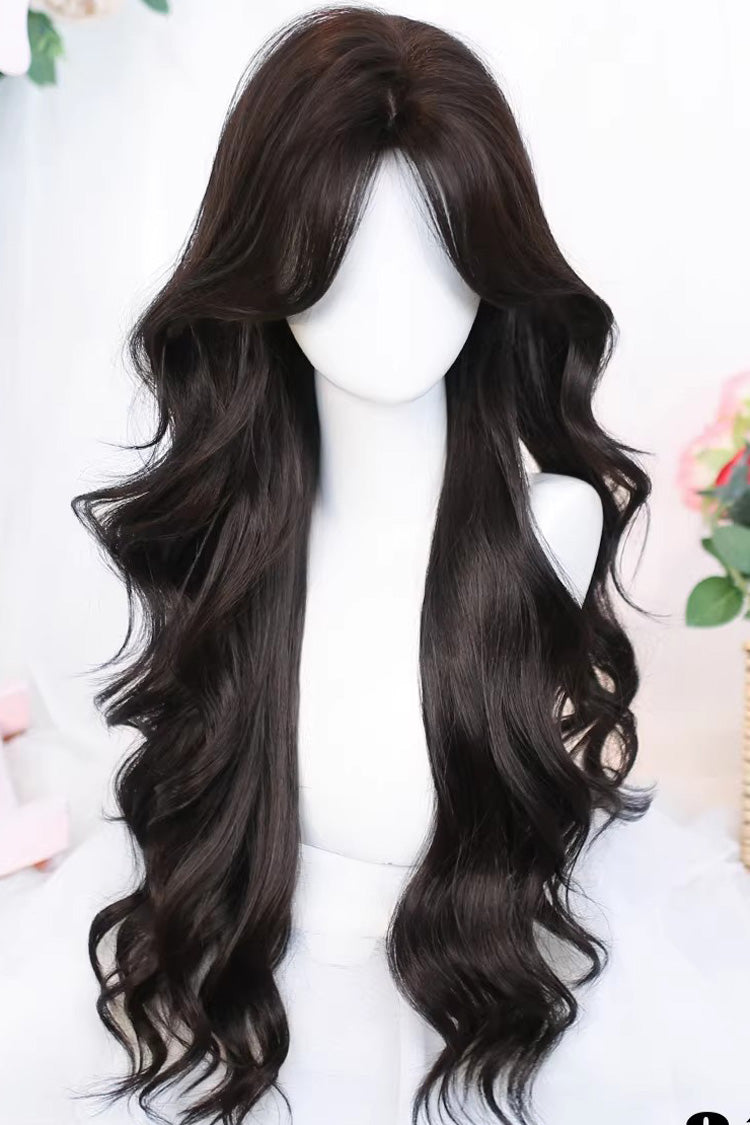 Black Tea Brown Big Wavy Long Hair Versatile Sweet Lolita Wig