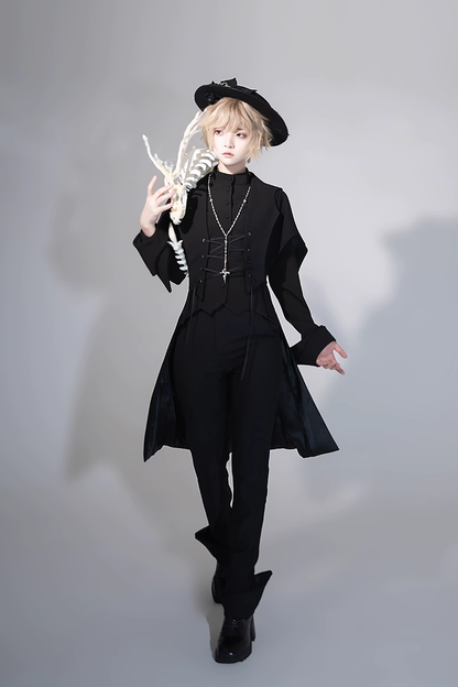 Black Vintage Medieval Prince Ouji Lolita Slim Fit Shirt