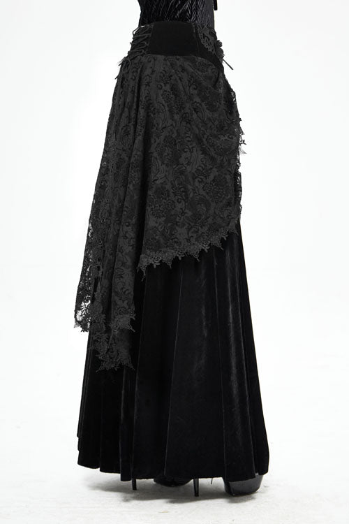 Black Velvet Cardigan Mid Waist Gothic Skirt