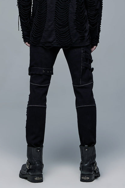 Multi Pockets Buckles Detachable Men's Steampunk Pants 2 Colors