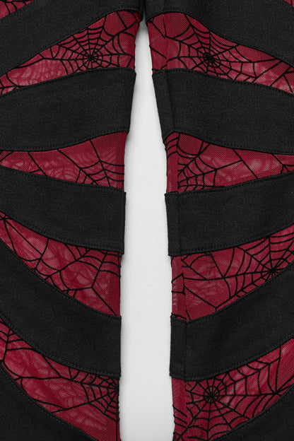 Spiderweb Claw Print Mesh Women's Gothic Flared Pants 2 Colors