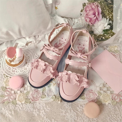 Sweet Ruffle Bowknot Japanese Lolita Shoes 15 Colors