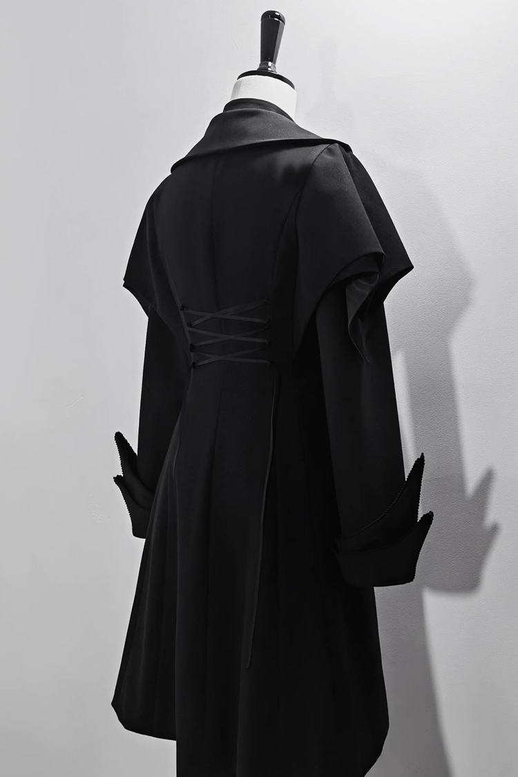 Black Vintage Medieval Prince Ouji Lolita Swallowtail Long Waistcoat Coat