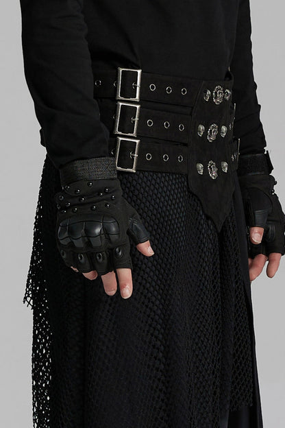 Black Skull Eyelets Buckle Men's Punk Belt