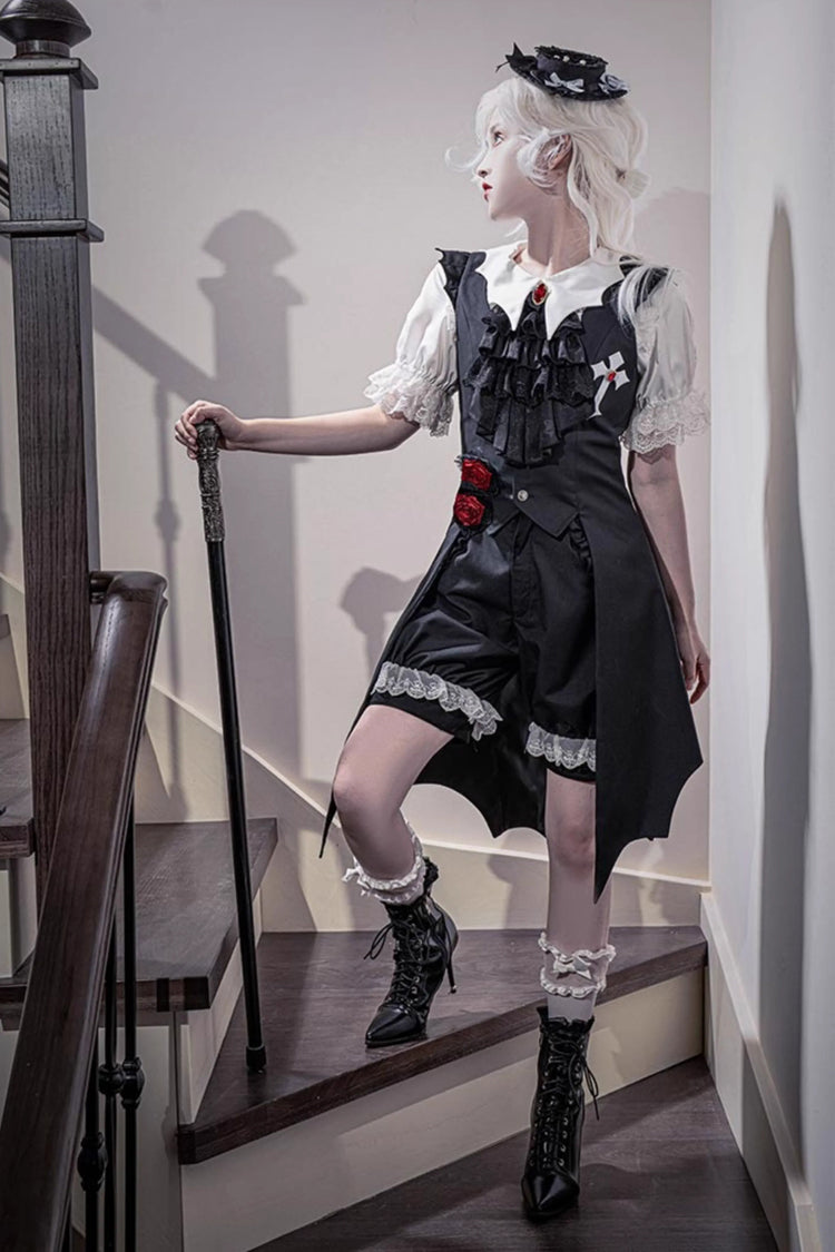 Black [Night Rose] Sleeveless Ouji Prince Handsome Lolita Vest