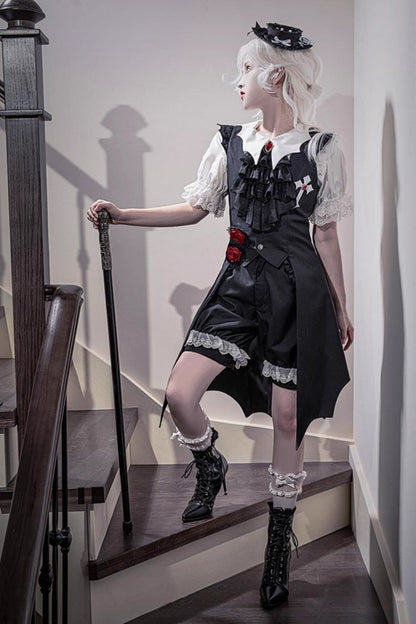 Black [Night Rose] Sleeveless Ouji Prince Handsome Lolita Vest
