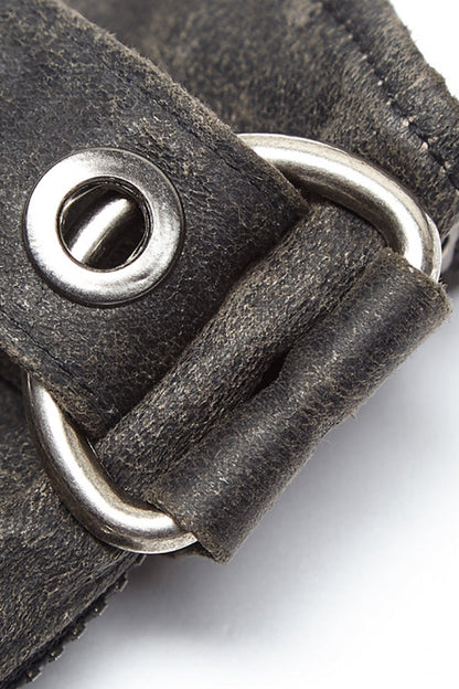 Metal Buckle PU Leather Men's Steampunk Gloves 2 Colors