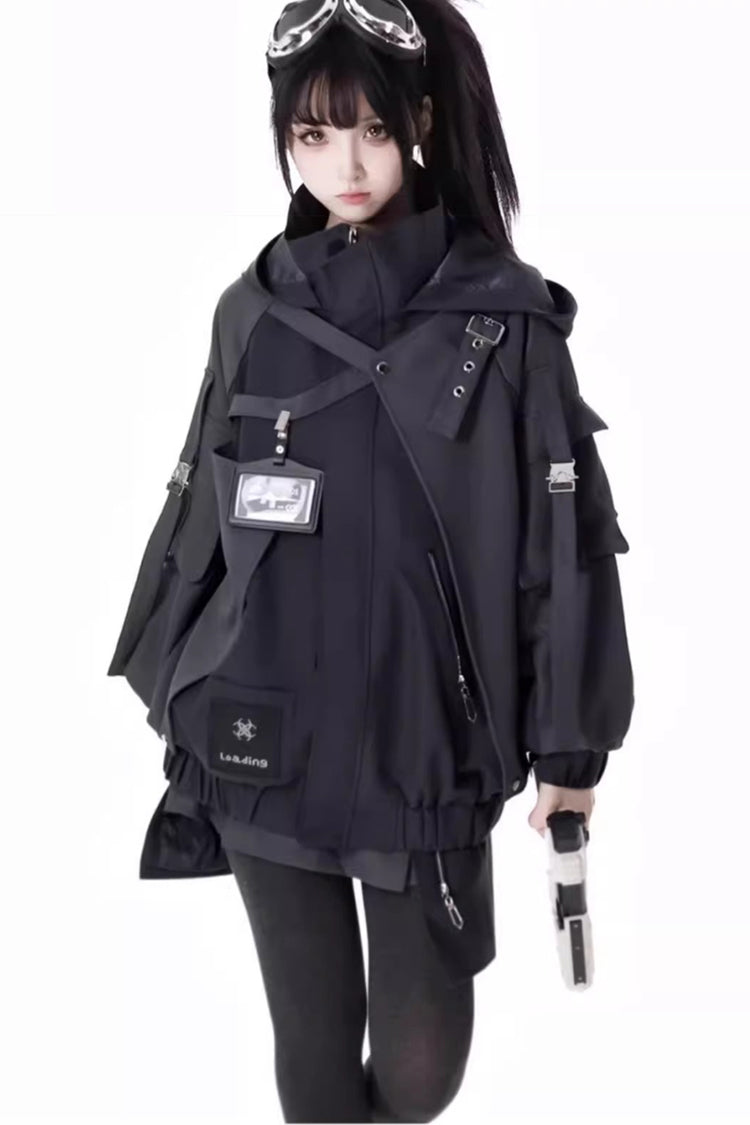 Black [Retrograde Orbit] Long Sleeves Gothic Ouji Lolita Skirt Coat Set