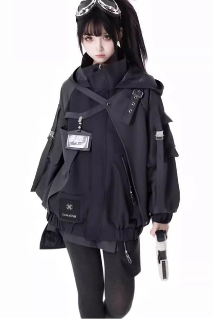 Black [Retrograde Orbit] Long Sleeves Gothic Ouji Lolita Skirt Coat Set