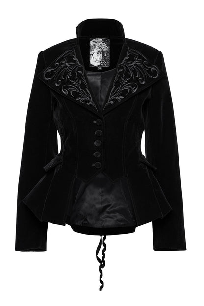 Black Swallow-tailed Velvet Long Sleeves Women's Gothic Jacket