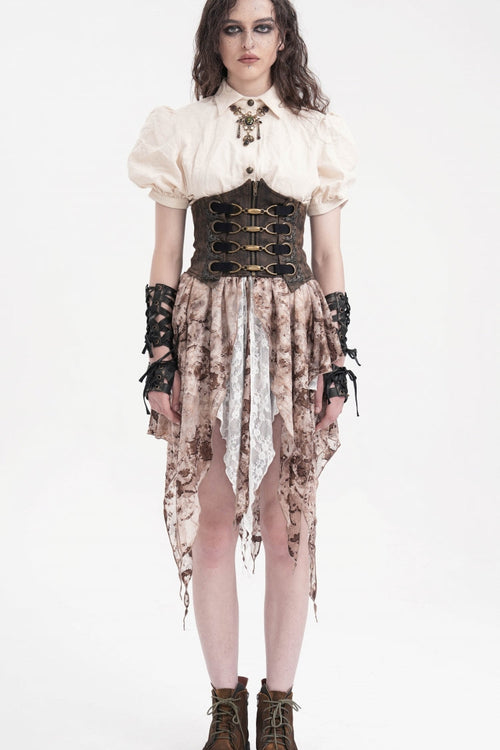 Brown Lace-Up Slim Zippered Women's Punk Underbust Corset