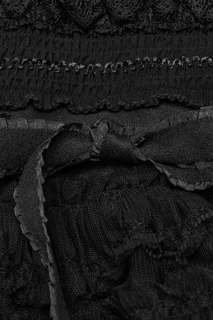 Black Ruffle Stitching Mesh Women's Gothic Leg Warmers